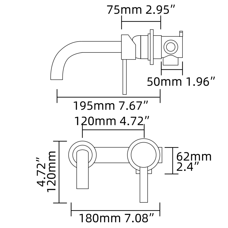 Tecmolog Brass Black Basin Faucet Single Handle Wall Mounted Bathroom Mixer Basin Taps Washroom Sink Faucet for Bathroom Vanity, Bowl Sink BB6083A