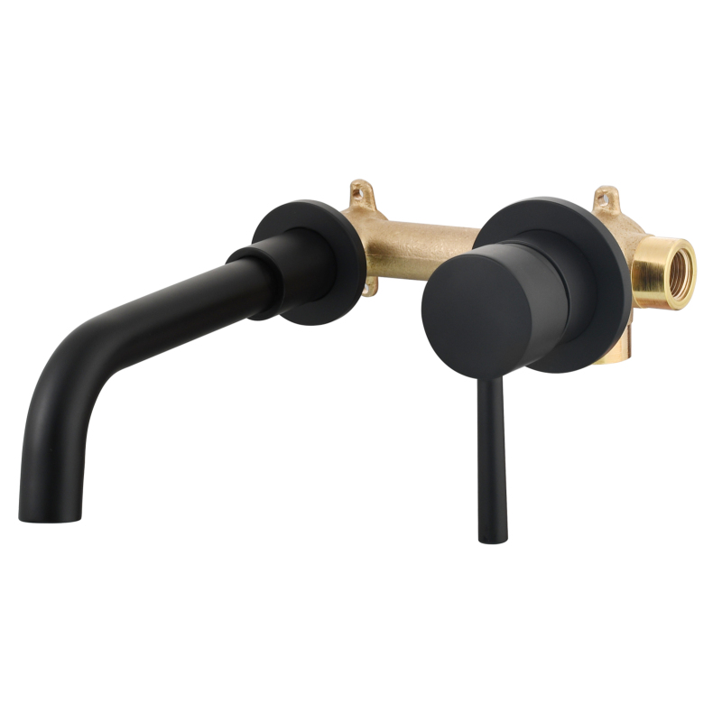 Tecmolog Brass Black Basin Faucet Single Handle Wall Mounted Bathroom Mixer Basin Taps Washroom Sink Faucet for Bathroom Vanity, Bowl Sink BB6083A