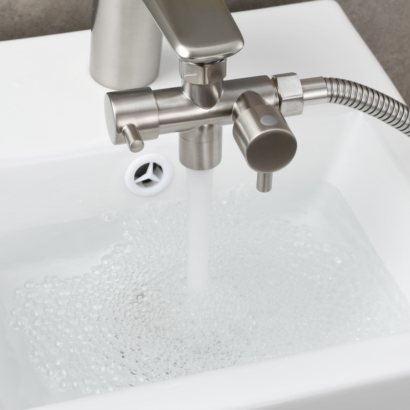 Tecmolog Brass Faucet Diverter Valve Shut Off Sink Faucet to Hose Adapter for Bathroom Faucet