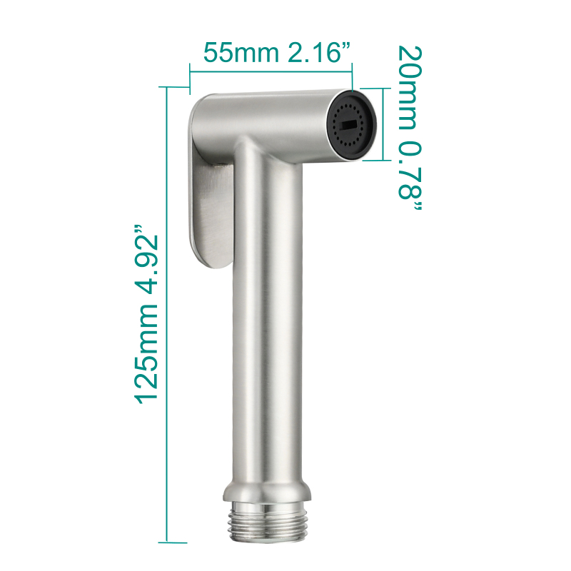 Tecmolog Stainless Steel Non Long Press Bidet Sprayer,Bathroom Pressurized Water Set with Holder and T-valve,WS038F