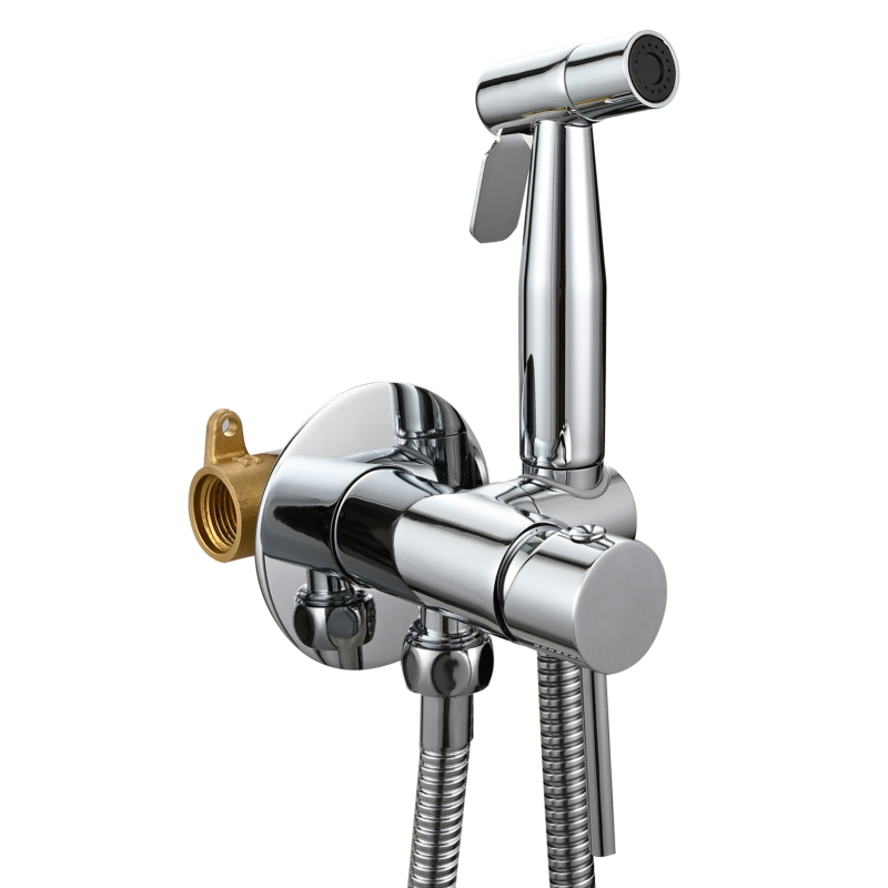 Tecmolog Bidet Sprayer Set with Hose and Holder for Toilet,Wall Mounted Press Mode Shattaf Pet Bathing