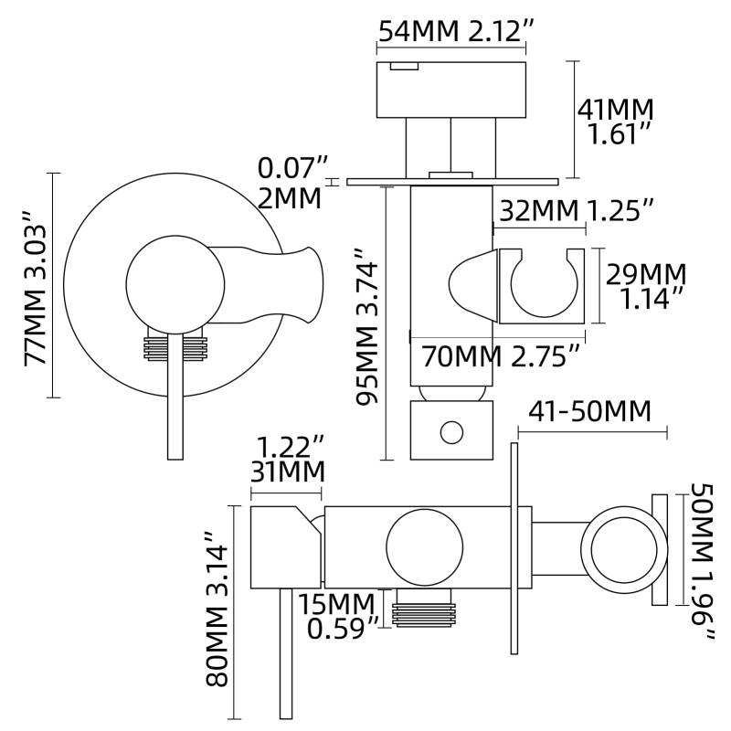 Tecmolog Bidet Sprayer Set with Hose and Holder for Toilet,Wall Mounted Press Mode Shattaf Pet Bathing