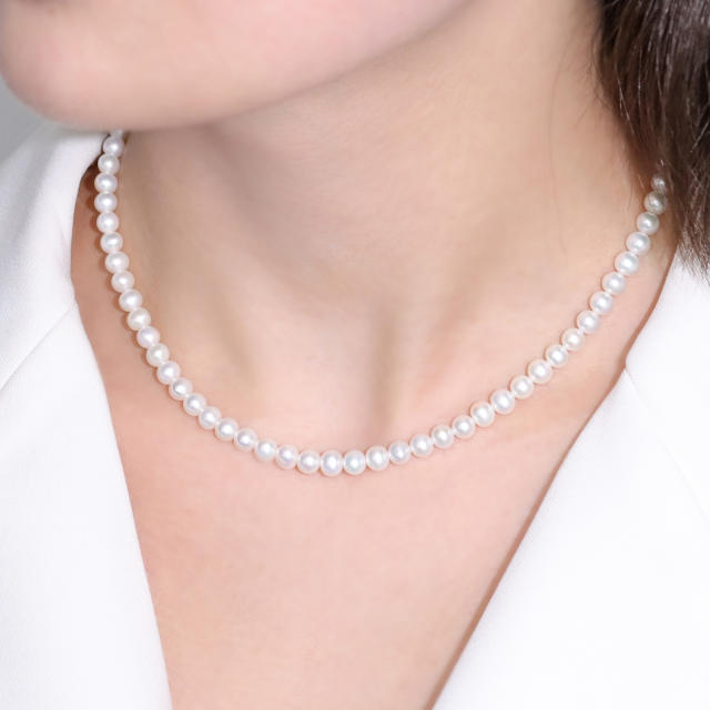 Natural pearl necklace 4mm  ZZ001