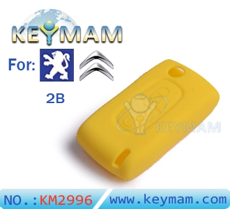 Peugeot ,Citroen 2 buttons remote silicon rubber case yellow color