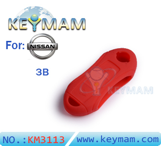 Nissan 3 button smart remote control silicon rubber case red color