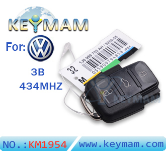 VW 3 button remote 1 JO 959 753 AH 434Mhz