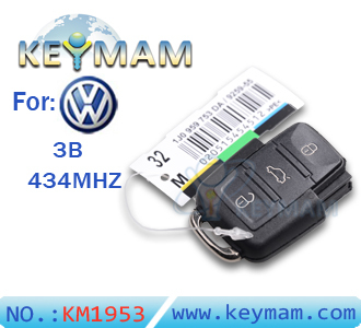 VW 3 button remote 1 JO 959 753 DA 434Mhz