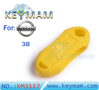 Nissan 3 button smart remote control silicon rubber case yellow color