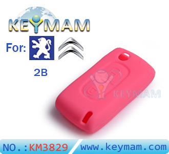 Peugeot ,Citroen 2 buttons remote silicon rubber case pink color