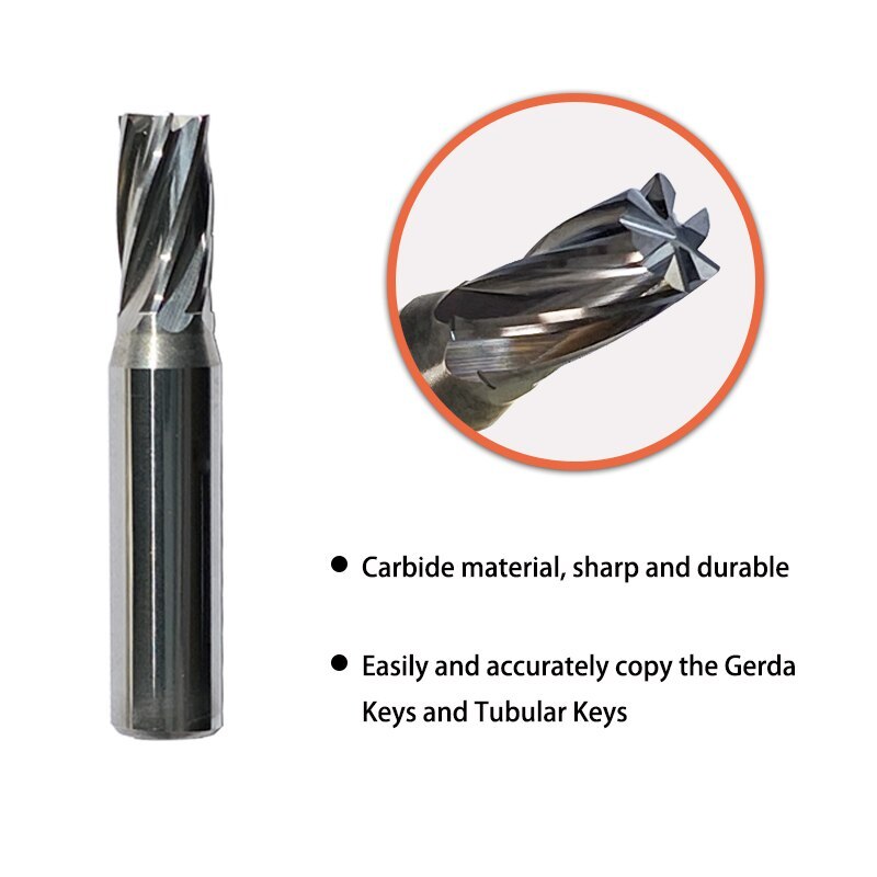 Tubular Key Machine Cutter Barrel Key End Mill Cutter Tracer Point For GERDA Keys on Manual Key Cutting Machine Locksmith Tools