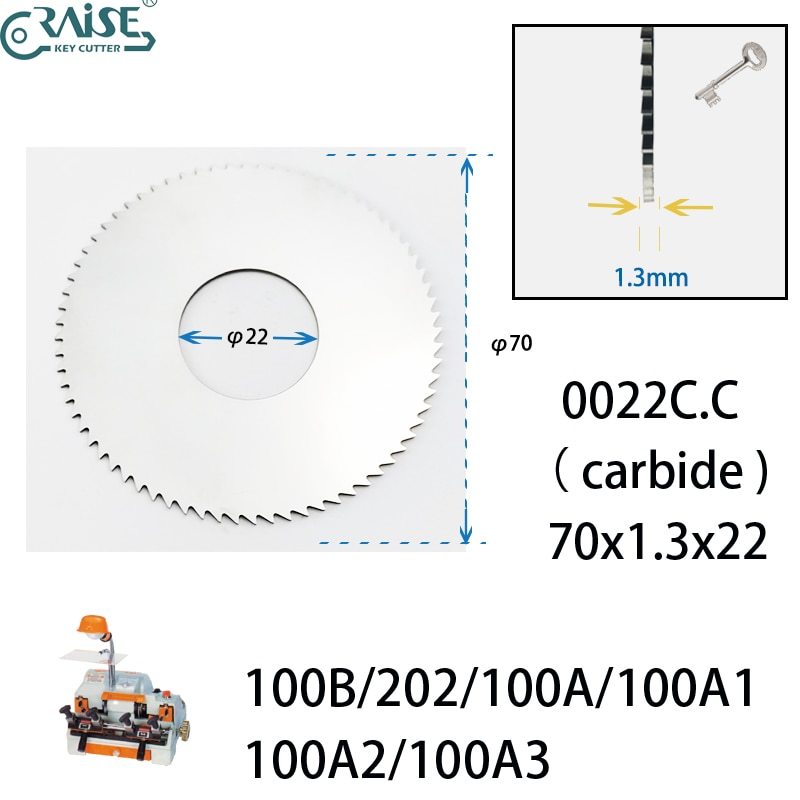 Wenxing 100A 100B Key Machine Cutter  0022C.C Carbide Milling Cutter Saw Blade 70x1.3x22 for Key Copy Duplicator Locksmith Tools