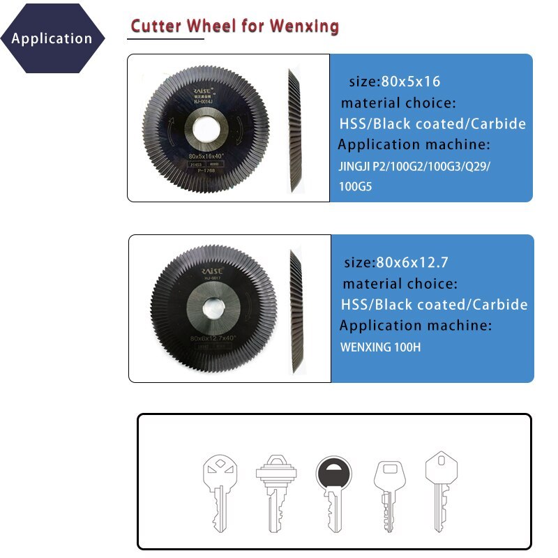 Key Cutter 0011 70x7.3x12.7 Milling Cutter with 0010 60x7.3x12.7 for Wenxing Key Cutting Duplicator Machine 100D 100E 100F 100G