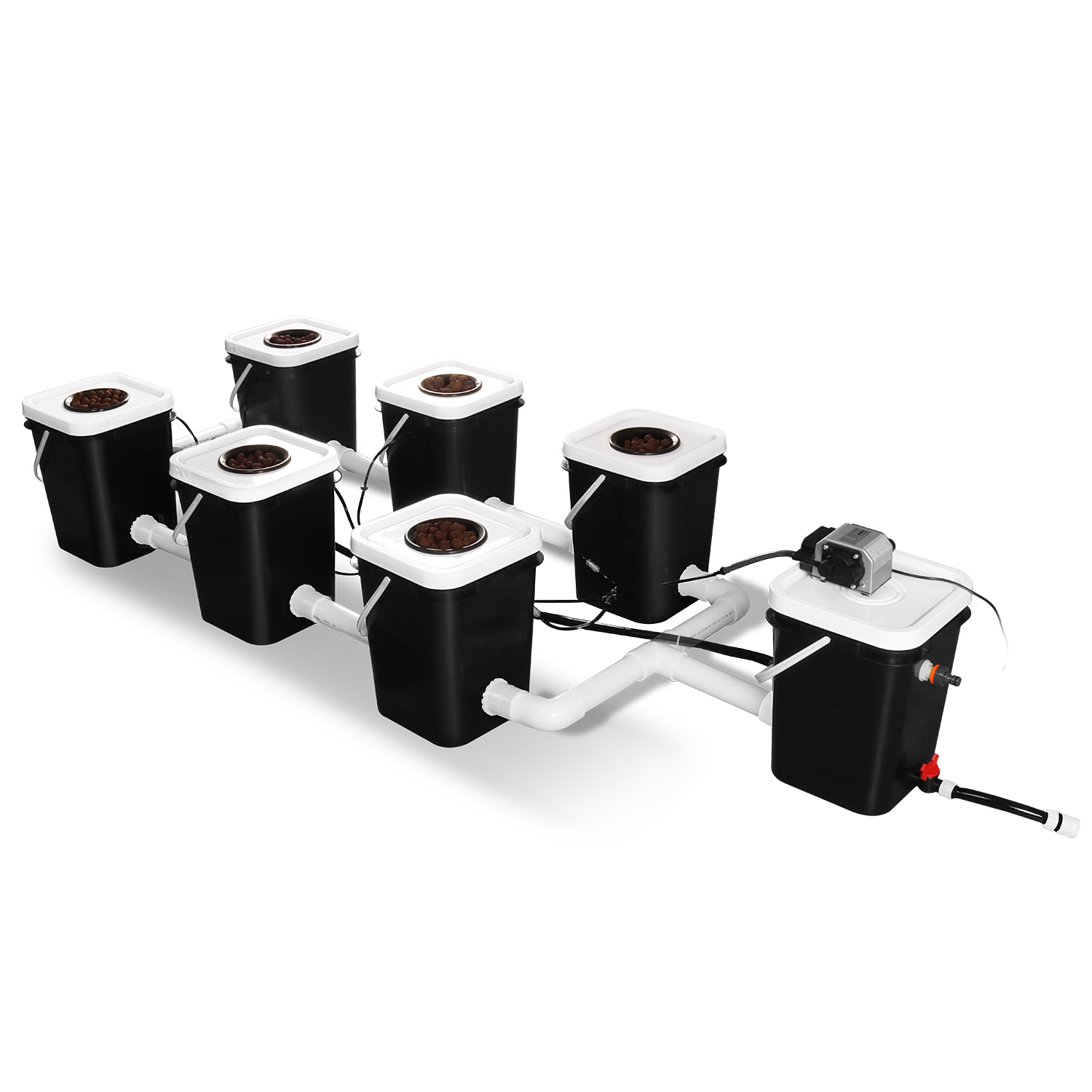 6-Site Bubble Flow Buckets -RDWC- Hydroponic System SuperCloset