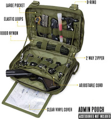 Tactical Molle Admin Pouch of Laser Cut Design, Utility Pouches Molle Attachment Military Medical EMT Organizer with Map Pocket EDC EMT Pack IFAK Tool Holder