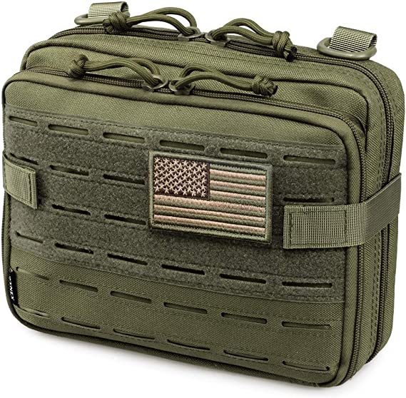Tactical Molle Admin Pouch of Laser Cut Design, Utility Pouches Molle Attachment Military Medical EMT Organizer with Map Pocket EDC EMT Pack IFAK Tool Holder