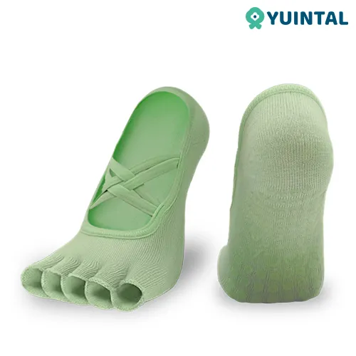 OEM double-strap toeless ballet dance socks with silicone grip bottom by Yuintal manufacturer