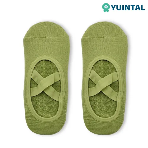 Cross elastic ballet grip socks features – double cross strap design and full-sole circular grip pattern