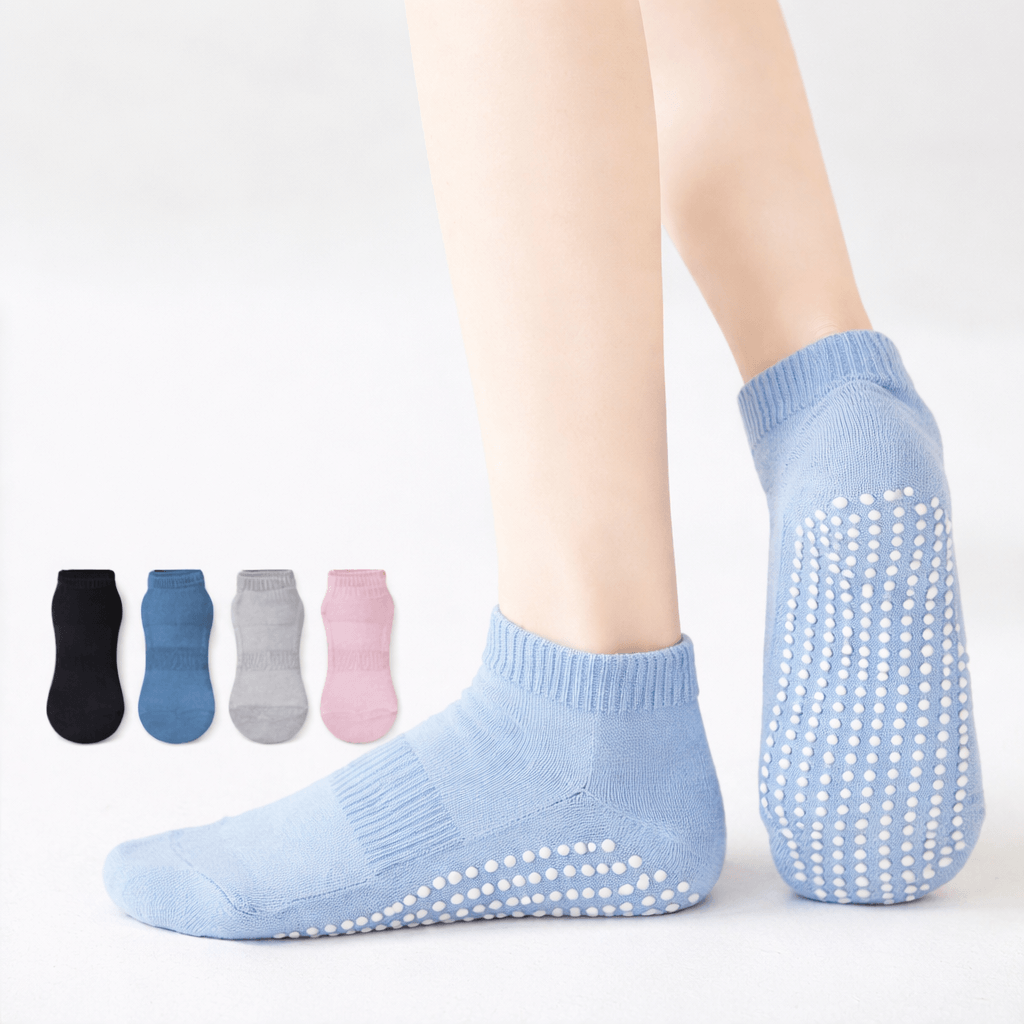 blue grip socks with silicone dots and multiple color options from Grip Socks Factory China supplier