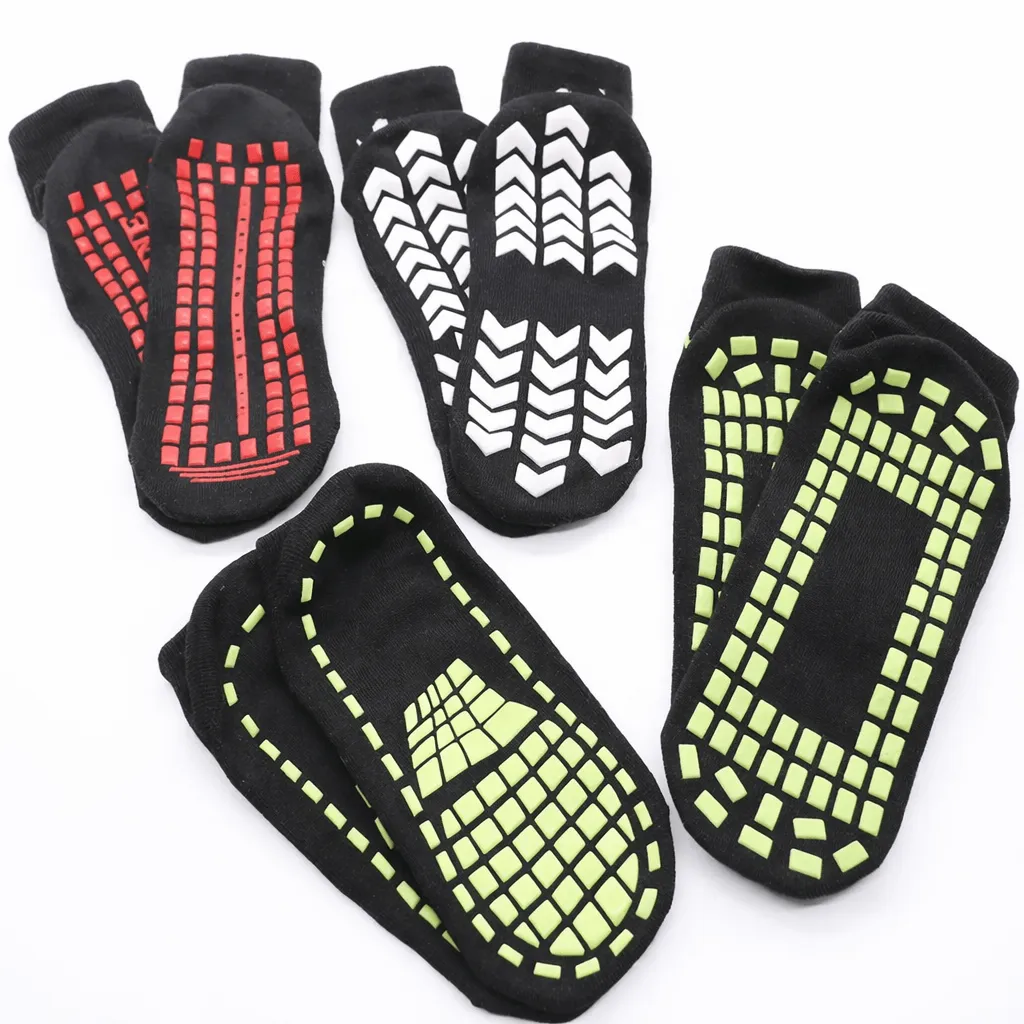 Examples of branded grip socks with custom patterns, colors and logo positions