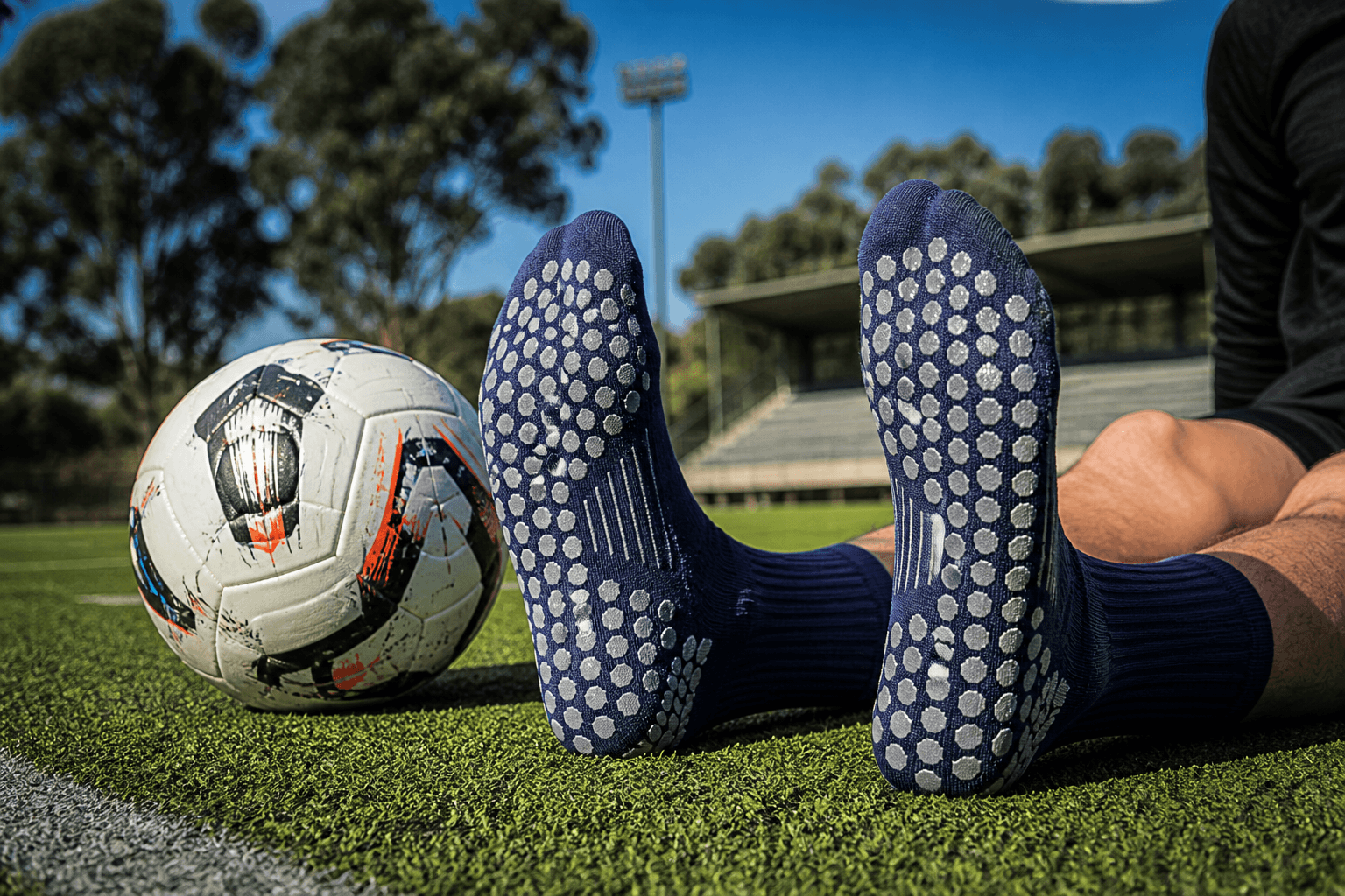 grip socks performance during sports, highlighting grip socks friction and traction on turf field