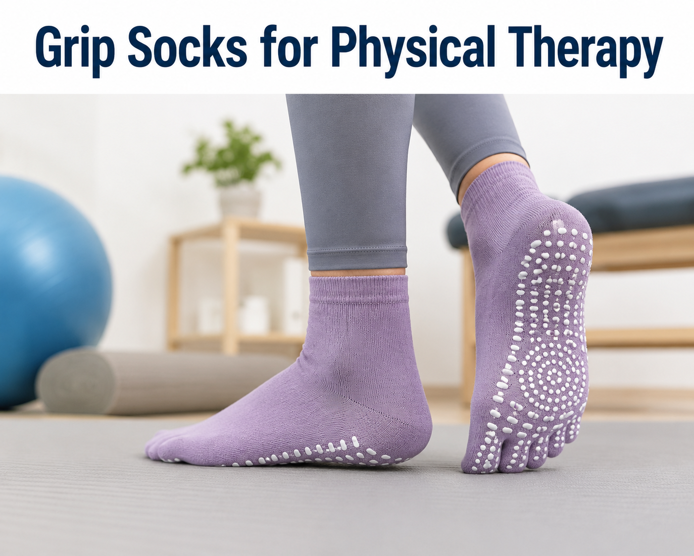 Non-slip grip socks for physical therapy, rehab workouts, and stability improvement