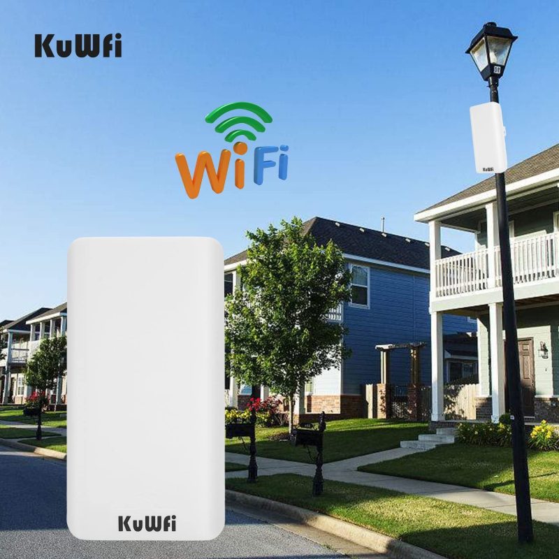 KuWFi 2-Pack 300Mbps Wireless Bridge CPE Kit,Indoor&amp;Outdoor Point-to-Point Bridge/CPE Supports 2KM Transmission Distance Solution for PTP, PTMP Applic