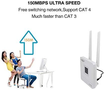 KuWFi 4G LTE CPE Router Cat4 Wireless CPE Router with SIM Card Slot Dual External Antennas for Home/Office Support 10users