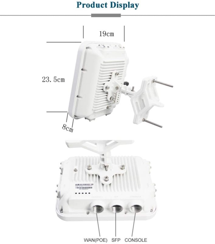 KuWFi Wireless Outdoor Access Point AP Router 1200Mbps Gigabit 802.11AC Dual Band WiFi with 4x8 dBi Antenna WiFi Cover Base Station High Power WiFi Co