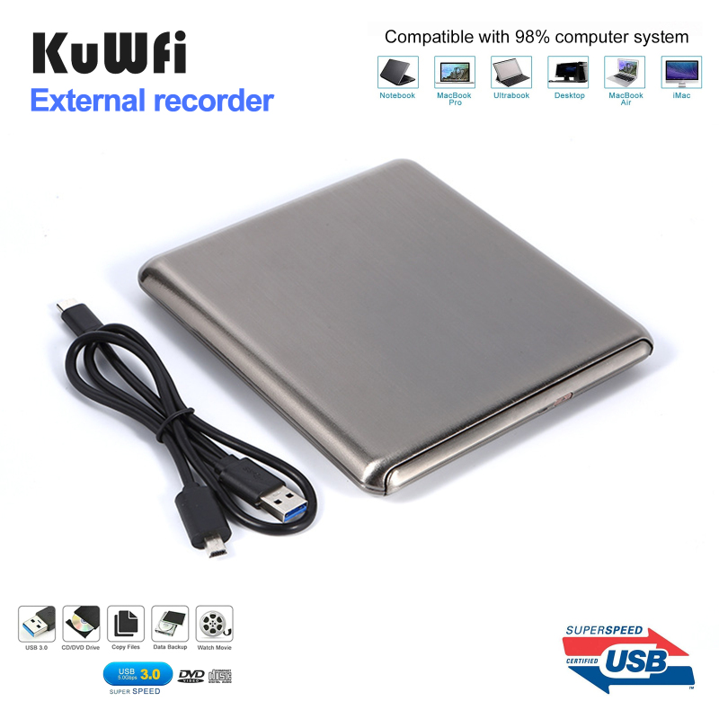Kuwfi usb 3.0 external c-type dvd burner rw optical cd/dvd disc burner for mac os windows xp/7/8/10