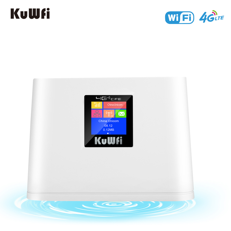 Kuwfi 4g wireless router 150mbps cat4 router unlocked com with wan/lan rj45 wifi lte hotspot router with sim card slot