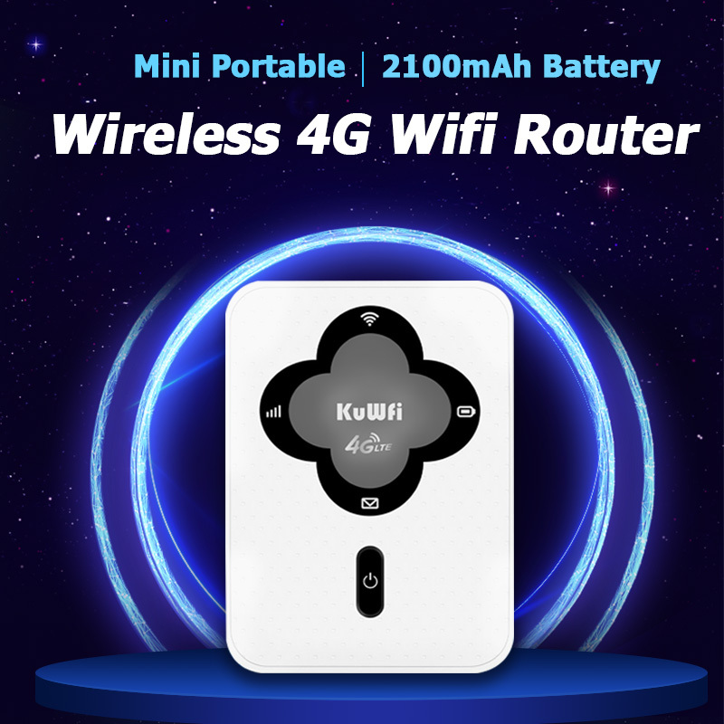 KuWFi  4G LTE Router 150Mbps Pocket Mobile Wifi Hotspot Wireless Car WiFi Router With Sim Card Unlock Universal Router 4G Modem