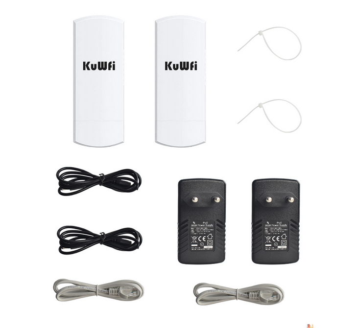 KuWFi 5.8G WIFI Router Outdoor Wireless 300Mbps Wifi Repeater Point to Point Wifi Signal Amplifier Increases Wifi Range 1-3KM
