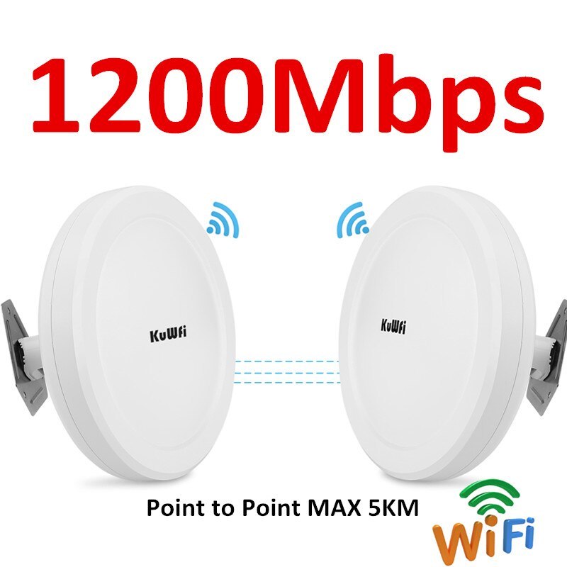 KuWFi 900Mbps Outdoor Wireless Wifi Bridge  5.8G Wireless Repeater/AP Router Point to Point 3-5KM Wifi Coverage 24V POE Adapter