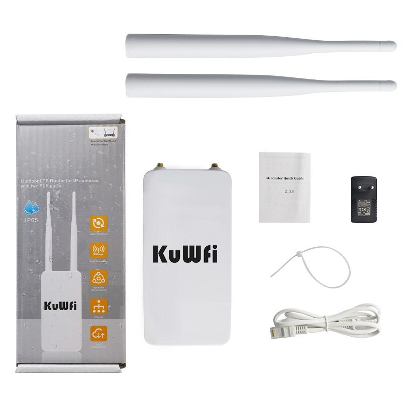 KuWFi 4G WiFi Router 300Mbps Wireless Long Range WiFi Range Extender Unlocked Outdoor Waterproof LTE Router With Sim Card