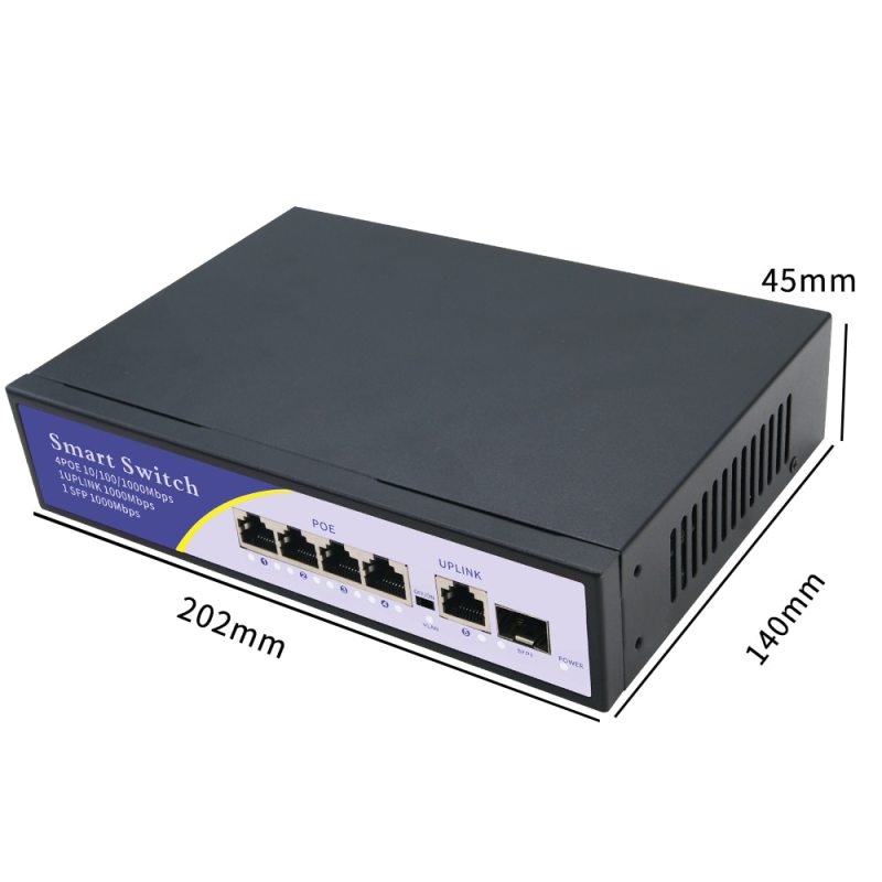 KuWFi 48V Network POE Switch Gigabit 1000Mbps 6Ports Ethernet IEEE 802.3af/at Switch Suitable for IP camera/Wireless AP/CCTV