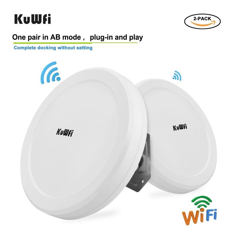 KuWFi 900Mbps Outdoor Wireless Wifi Bridge  5.8G Wireless Repeater/AP Router Point to Point 3-5KM Wifi Coverage 24V POE Adapter