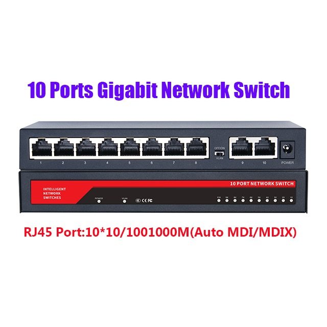 KuWFi Gigabit Network Switch 100/1000Mbps Switch 5/8/10 Port RJ45 LAN Hub Desktop Fast Ethernet Switch for Office Dormitory Home