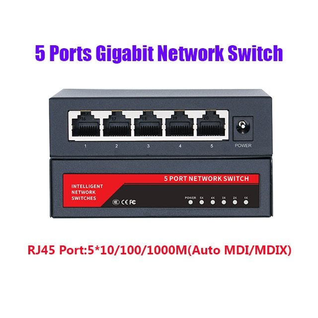 KuWFi Gigabit Network Switch 100/1000Mbps Switch 5/8/10 Port RJ45 LAN Hub Desktop Fast Ethernet Switch for Office Dormitory Home