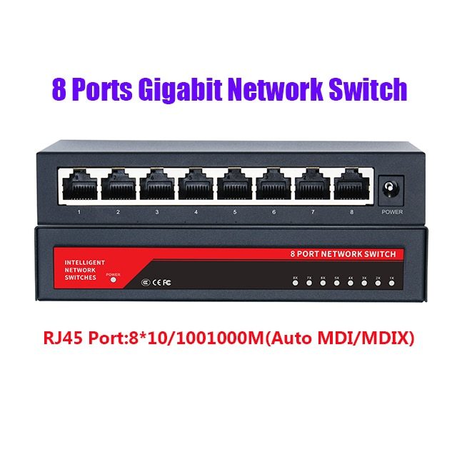 KuWFi Gigabit Network Switch 100/1000Mbps Switch 5/8/10 Port RJ45 LAN Hub Desktop Fast Ethernet Switch for Office Dormitory Home