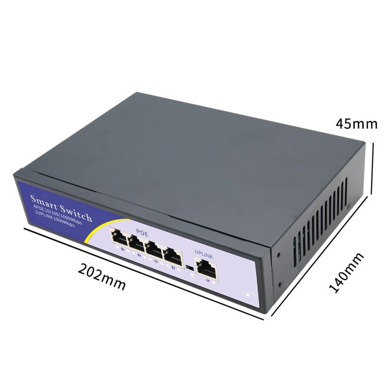 KuWFi Full Gigabit POE Switch 4 Ports Standard RJ45 10/100/1000Mbps Etherent Switch Support 802.3af/at For IP Camera