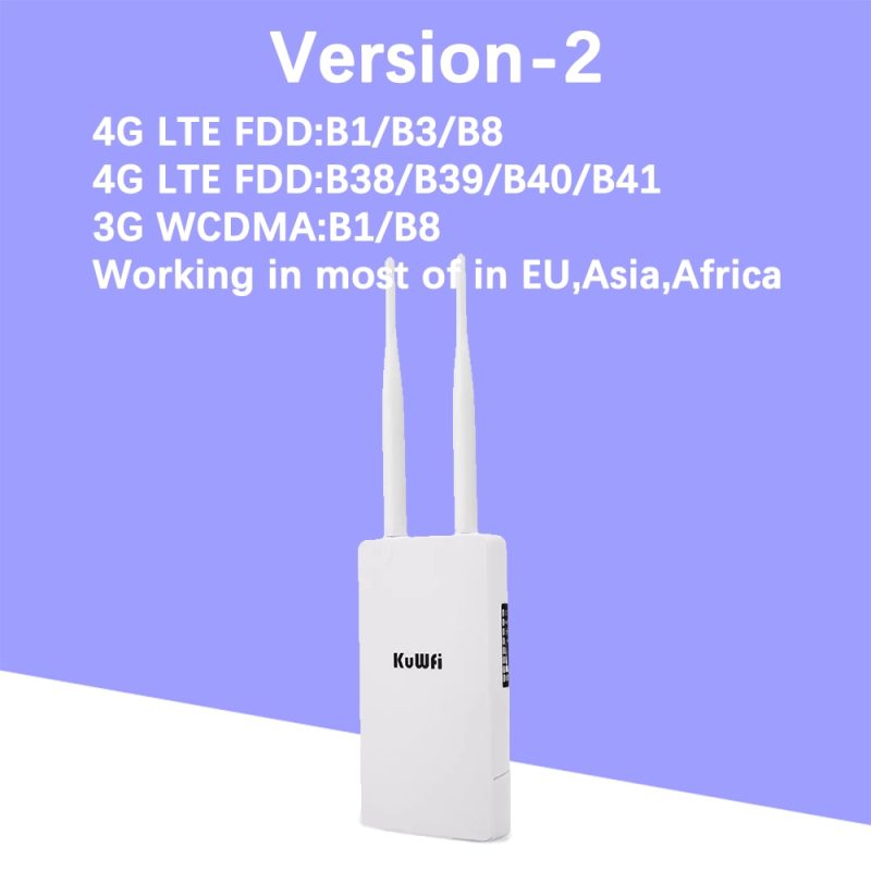 KuWFi Waterproof Outdoor 4G Router 150Mbps CAT4 LTE Routers 3G/4G SIM Card WiFi Router Modem for IP Camera/Outside WiFi Coverage