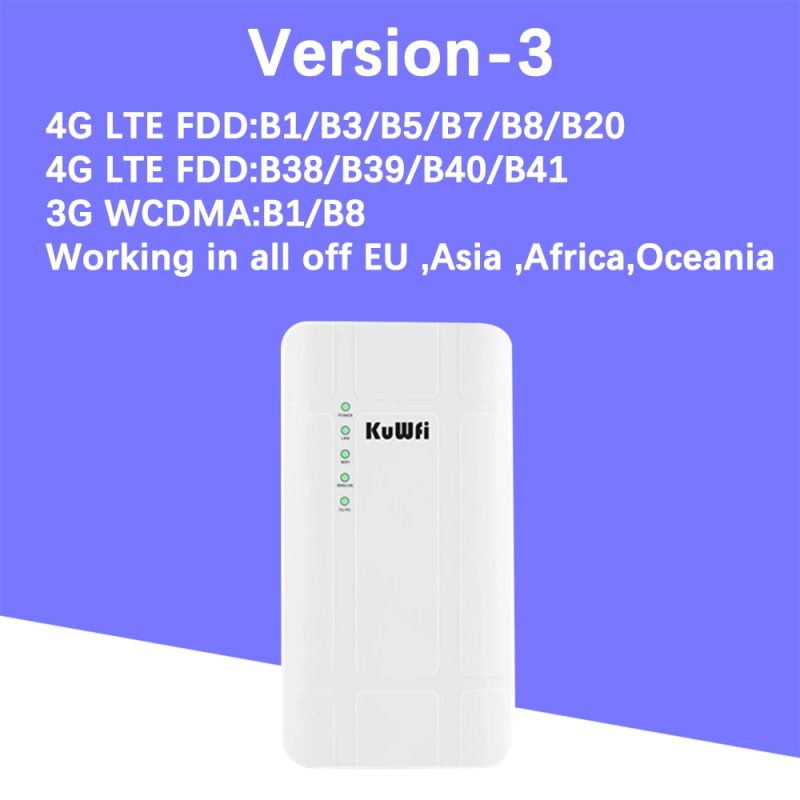 KuWFi Outdoor 4G LTE Router High Power 300Mbps Wireless CPE Router CAT4 Wi-fi Router with 24V POE Adapter for IP Camera