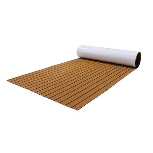 Marine UV-resistant Faux Teak Sheet Foam Boat Flooring Light Brown &amp; Black