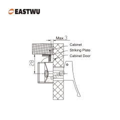 Matt Black Zinc Alloy Pull Type Cupboard Door Metal Handle Lock