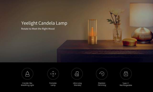 2023 New Yeelight Candela lamp Led Night ight rotate to meet the right mood candle-like breathing light stepless dimming