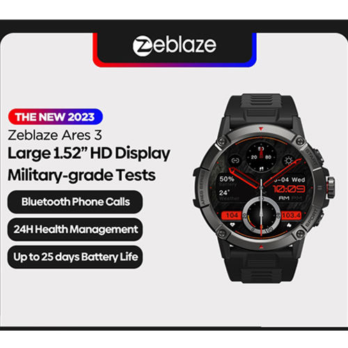 New Zeblaze Ares 3 Smart Watch Large 1.52'' IPS Display Voice Calling 100+ Sport Modes 24H Health Monitor Smartwatch