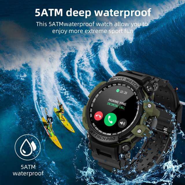 LOKMAT ATTACK Pro Sport Smart Watch Bluetooth Calls Watches 5ATM Waterproof Fitness Tracker Heart Rate Monitor