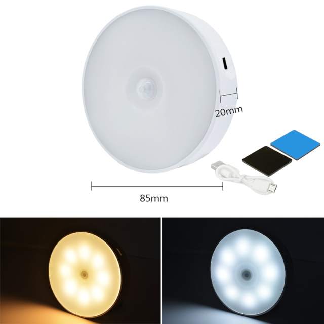 Xiaomi USB Rechargeable LED PIR Motion Sensor Night Light 8 Light Bead Cabinet Closet Wall Lamp The kitchen lamp
