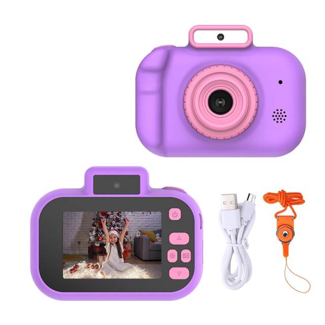 High-definition 4000W Front Rear Dual-camera 2 Inch HD IPS Screen Digital Kids Camera USB Charging with Lanyard Children's toys