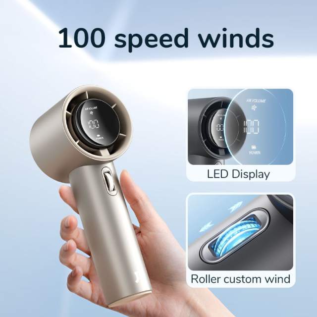 JISULIFE Portable Hand Fan 100 Wind Speeds Mini Bladeless Handheld Fan USB Rechargeable Personal Fans, Electric Eyelash Fan